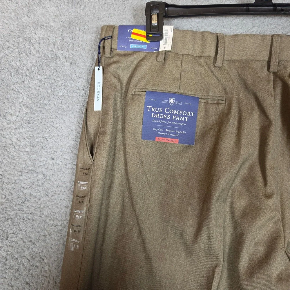 Croft Barrow Dress Pants Mens 40x32 Brown New Classic Fit True Comfort NEW